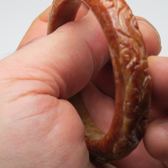 "Hand Carved Jade bangle   50mm " - Picture 3 of 3